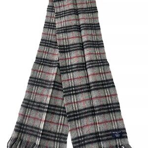 Burberry Classic Check Scarf Grey 100% Lambswool Unisex Scarf Made In England